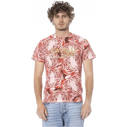 Fantasy Print Logo Tee Red Cotton , male, Sizes: M, L - Cavalli Class - Modalova