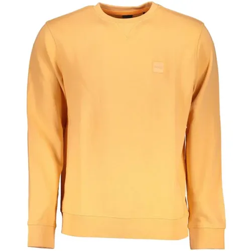 Orange Crew Neck Logo Sweatshirt , male, Sizes: 2XL, 3XL, 4XL, S - Hugo Boss - Modalova