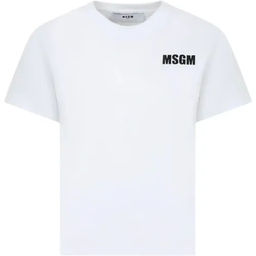 Kontrast Logo Print Weißes T-Shirt für Jungen und Mädchen - Msgm - Modalova