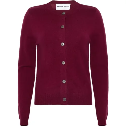 Kaschmir Bordeaux Cardigan mit Knöpfen , Damen, Größe: S - Emerson Renaldi - Modalova