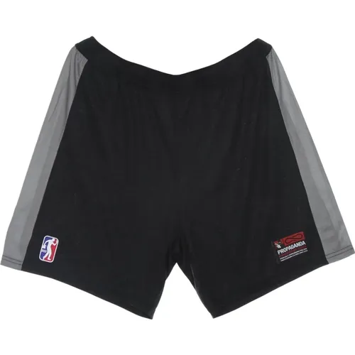 Mesh Basketball Shorts Schwarz Bestickte Patch , Herren, Größe: L - Propaganda - Modalova