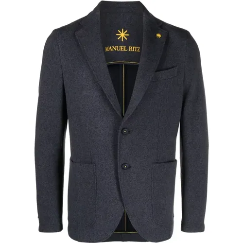 Marineblauer Baumwoll-Blazer , Herren, Größe: XL - Manuel Ritz - Modalova