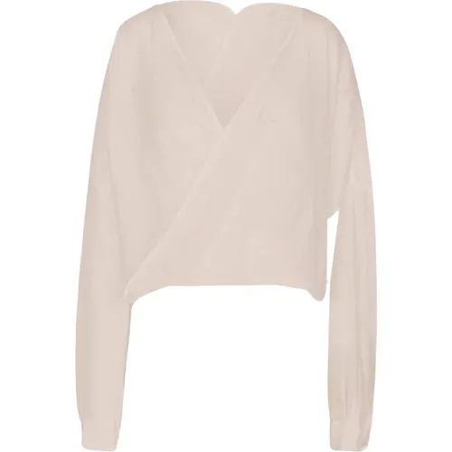 Deep V-Neck Blouse in Muslin , female, Sizes: M, S, XS - Jucca - Modalova