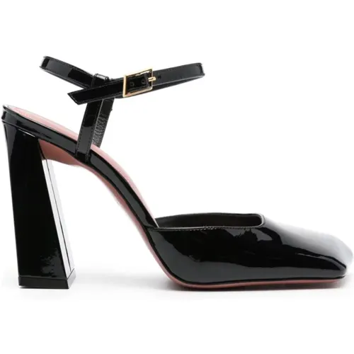 Patent Leather Slingback with Chunky Heel , female, Sizes: 4 UK, 5 1/2 UK - Amina Muaddi - Modalova