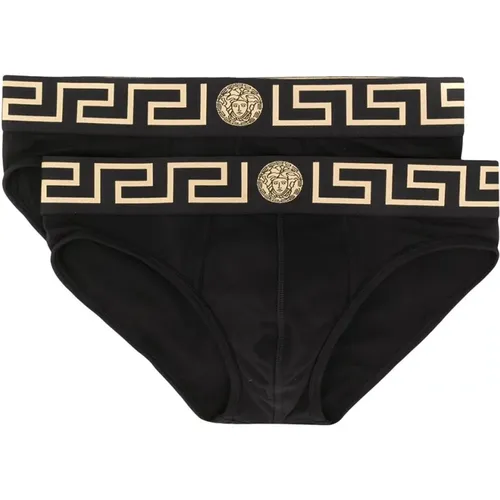 Greca Border Briefs mit Medusa Head Motif , Herren, Größe: S - Versace - Modalova