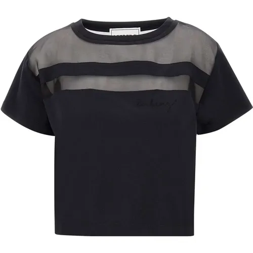 Cotton Jersey T-shirt with Organza Details , female, Sizes: M, S - Iceberg - Modalova