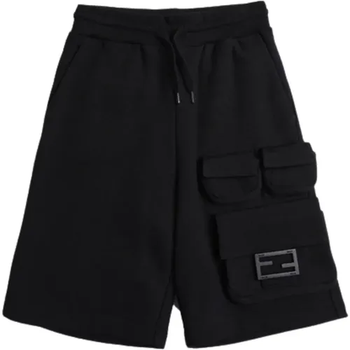 Schwarze Kinder-Bermuda-Shorts mit elastischem Bund - Fendi - Modalova