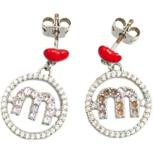 Pre-owned Platinum earrings , female, Sizes: ONE SIZE - Miu Miu Pre-owned - Modalova