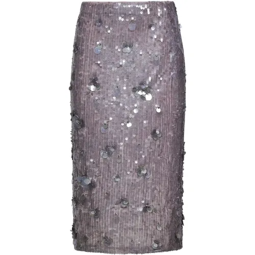 Grey Midi Skirt with Sequins Embroidery , female, Sizes: XS - P.a.r.o.s.h. - Modalova