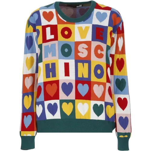 Multicolor Rundhals Pullover , Damen, Größe: 2XS - Love Moschino - Modalova