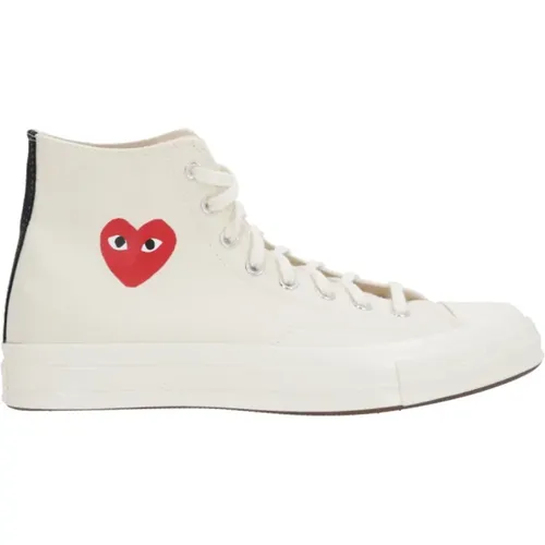 Heart Print High-Top Canvas Sneakers , male, Sizes: 7 UK, 12 UK, 10 UK, 8 UK, 8 1/2 UK, 11 UK, 9 UK - Comme des Garçons Play - Modalova