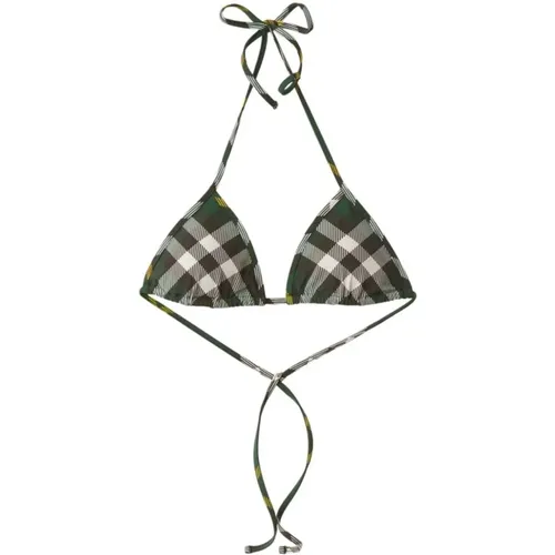 Green Check Halterneck Bikini , female, Sizes: S - Burberry - Modalova
