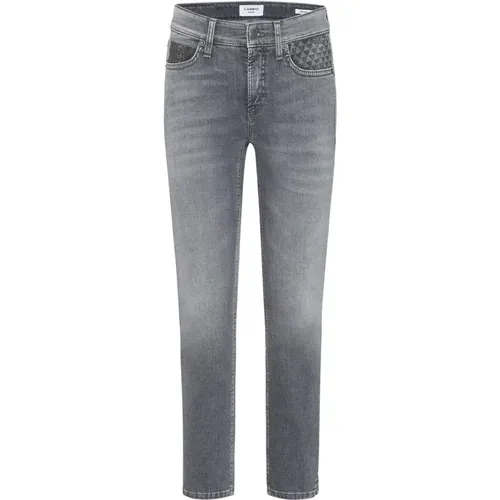 Graue Cropped Jeans mit Glimmer-Details , Damen, Größe: XS - CAMBIO - Modalova