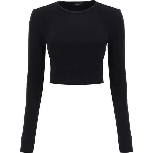 Hailey Bieber Long-Sleeved Cropped T-Shirt , female, Sizes: XS - Wardrobe.nyc - Modalova