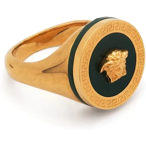 Medusa Logo Gold Ring , male, Sizes: 60 MM - Versace - Modalova