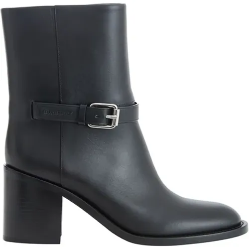 Leather Ankle Boots, 100% Authentic , female, Sizes: 6 1/2 UK, 6 UK - Burberry - Modalova