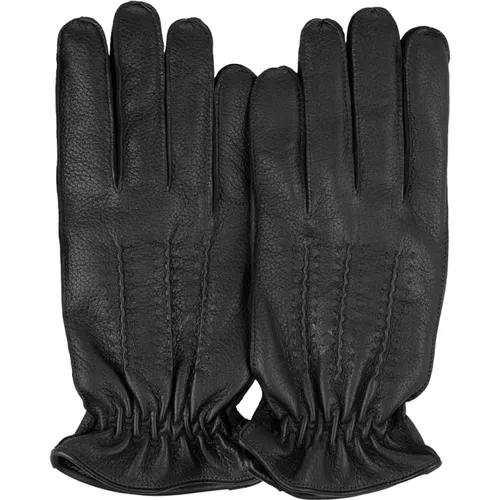 Leather Drummed Gloves with Wool/Cashmere Lining , male, Sizes: 9 1/2 IN, 8 1/2 IN - Orciani - Modalova