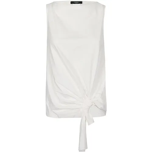 Asymmetric Cotton Top with Ruched Hem , female, Sizes: M - Max Mara Weekend - Modalova
