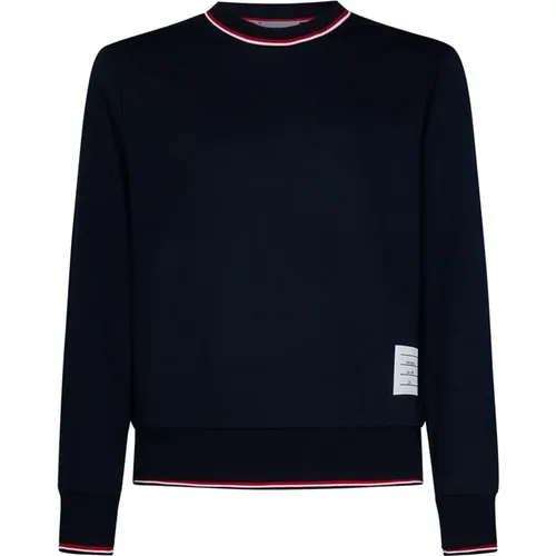 Ribbed Crewneck Sweater with Signature Striped Details , male, Sizes: L - Thom Browne - Modalova