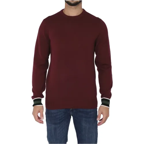 Men Bordeaux Striped Sweater , male, Sizes: XL, 3XL - Sun68 - Modalova