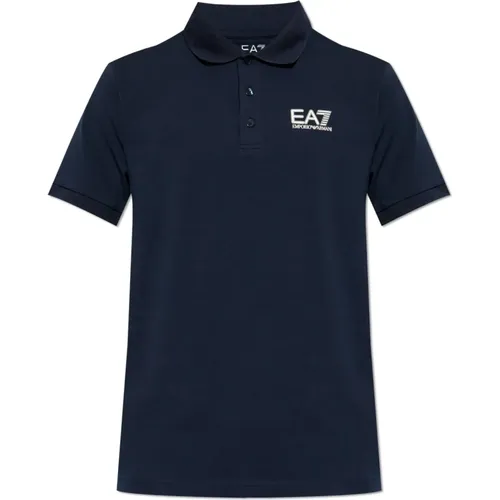 Baumwoll-Poloshirt mit bedrucktem Logo - Emporio Armani EA7 - Modalova