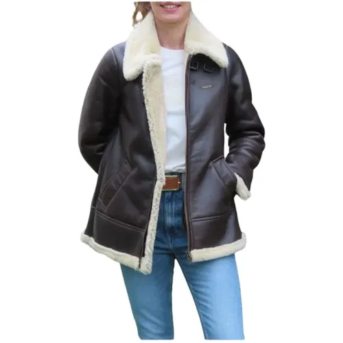 Shearling Lederjacke mit Pelzfutter - aeronautica militare - Modalova