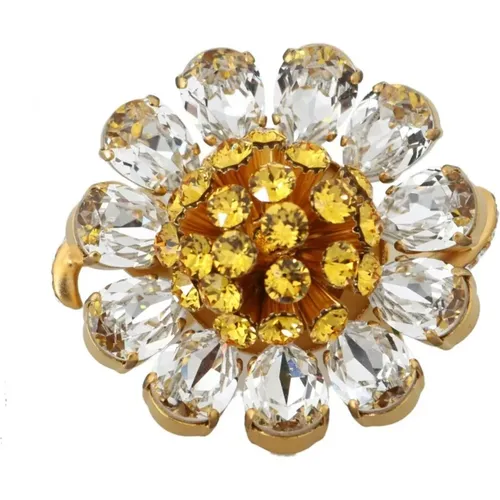 Kristallblumen Statement Ring , Damen, Größe: ONE Size - Dolce & Gabbana - Modalova