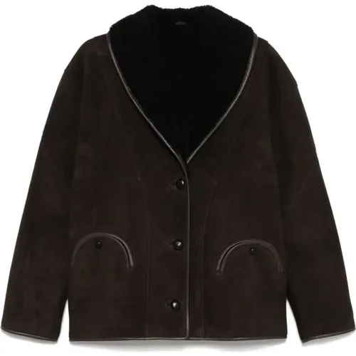 Shearling Suede Panelled Coat - Blazé Milano - Modalova