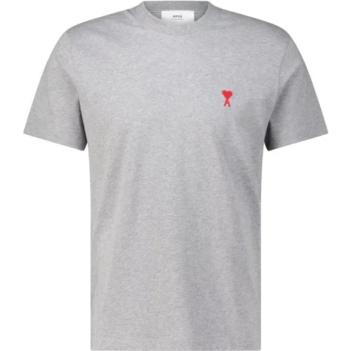 Klassisches T-Shirt mit Logo-Stickerei , Herren, Größe: M - Ami Paris - Modalova