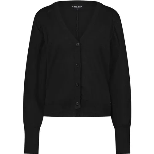 August Lurex Schwarz Strickjacke , Damen, Größe: XL - Lady Day - Modalova