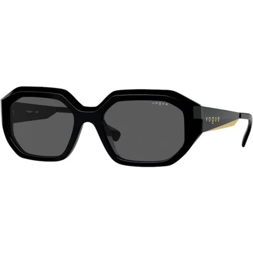 Schwarze Dunkelgraue Sonnenbrille , unisex, Größe: 54 MM - Vogue - Modalova