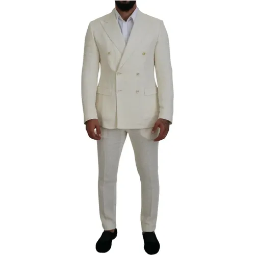 Slim Fit Doppelreihiger Anzug mit Spitzem Revers - Dolce & Gabbana - Modalova
