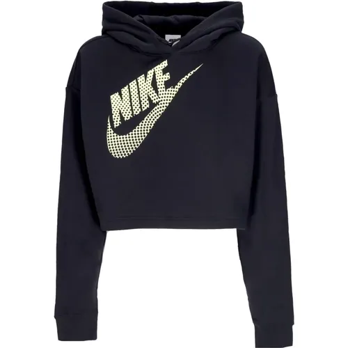 Schwarzer Crop Hoodie Sportbekleidung Fleece , Damen, Größe: M - Nike - Modalova