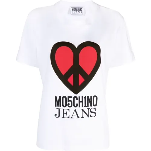 Lässiges T-Shirt , Damen, Größe: L - Moschino - Modalova