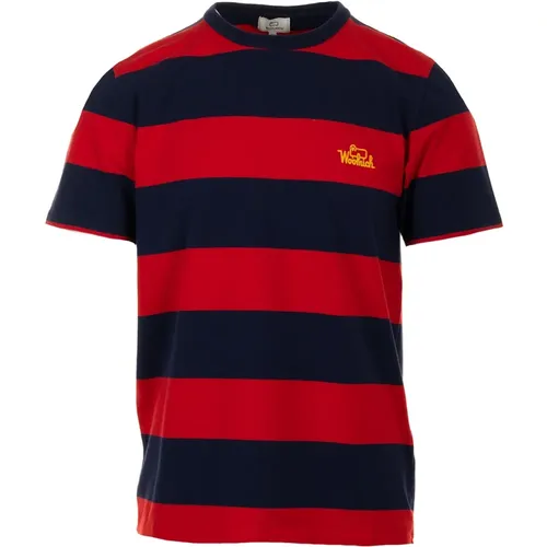 Rotes Gestreiftes T-Shirt und Polo - Woolrich - Modalova