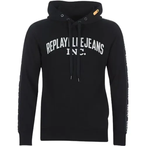 Schwarzer Band Herren Sweatshirt , Herren, Größe: L - Replay - Modalova