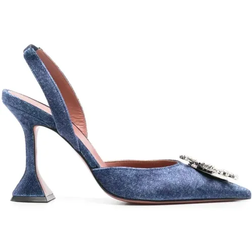 Velvet Slip-On Sculpted Heel Shoes , female, Sizes: 6 UK, 5 UK - Amina Muaddi - Modalova