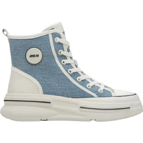 Blaue High-Top Sneakers Aus Weichen Textilien - Estro - Modalova