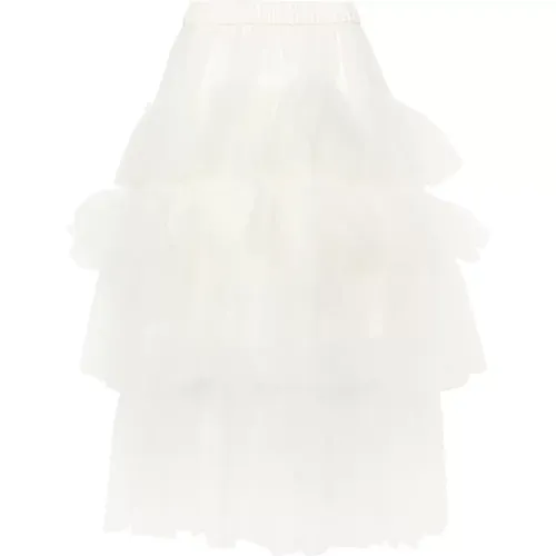 White Tulle Ruffle Skirt , female, Sizes: S - Simone Rocha - Modalova