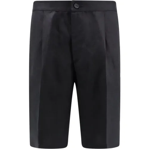 Schwarze Leinen Shorts mit Reißverschluss und Knopf , Herren, Größe: XL - Hevo - Modalova