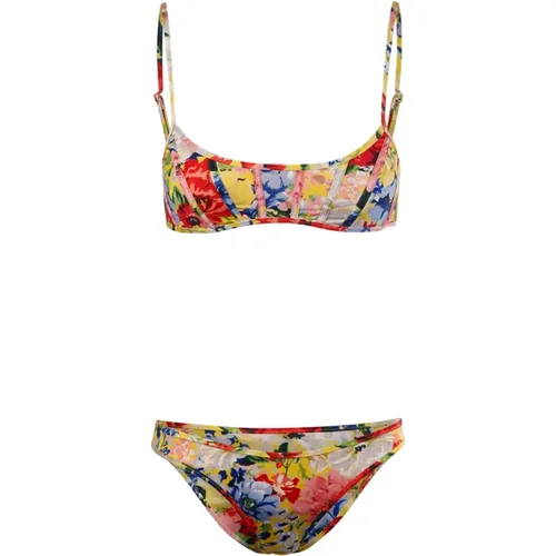 Yellow Floral Corset Bikini , female, Sizes: M, S - Zimmermann - Modalova