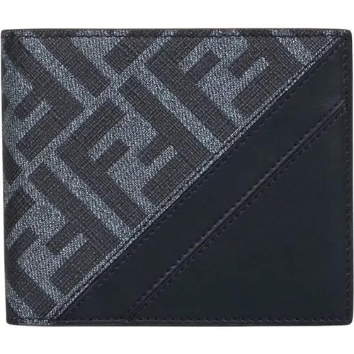 Diagonal Bi-Fold Wallet , male, Sizes: ONE SIZE - Fendi - Modalova