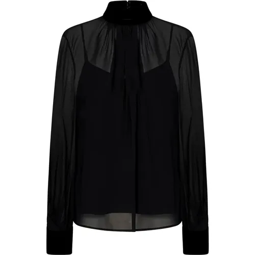 Silk Blouse Elegant Turtleneck Velvet , female, Sizes: L - Max Mara - Modalova