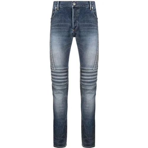 Ribbed Slim-Fit Denim Jeans , male, Sizes: W33, W32, W31 - Balmain - Modalova