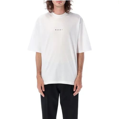 Weiße Boxy T-Shirt mit Logo , Herren, Größe: L - Marni - Modalova