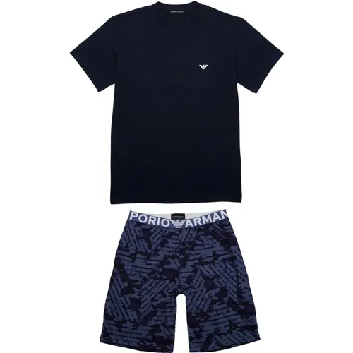 Herren Pyjama-Set Kurzarm Shorts - Emporio Armani - Modalova