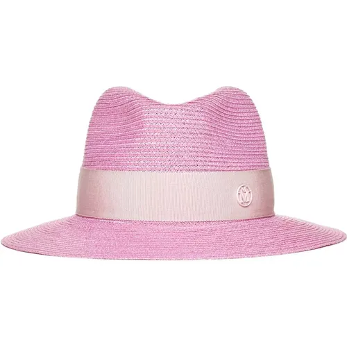 Bubblegum Straw Ribbon Hat - Maison Michel - Modalova