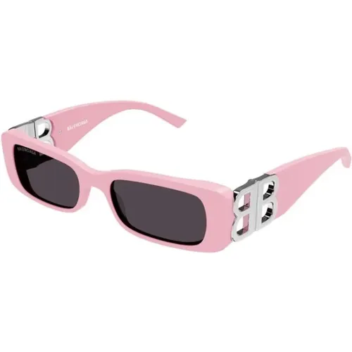 Rosa Rahmen Graue Linse Sonnenbrille , Damen, Größe: 51 MM - Balenciaga - Modalova