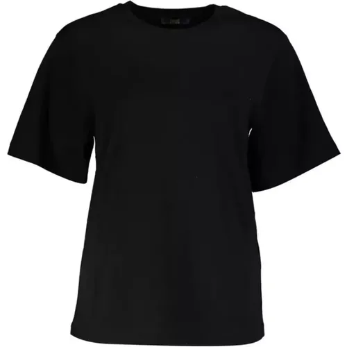 Einfaches Schwarzes Baumwoll-T-Shirt , Damen, Größe: M - Cavalli Class - Modalova