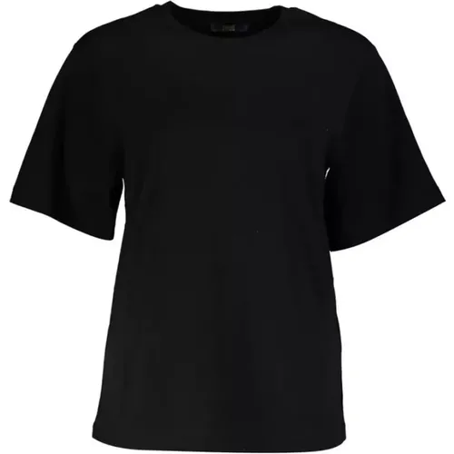 Einfaches Schwarzes Baumwoll-T-Shirt , Damen, Größe: XS - Cavalli Class - Modalova